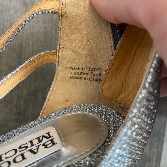 Badgley Mischka Metallic‎ Gunfab Sparkle High Heels 7.5 - Picture 3 of 8